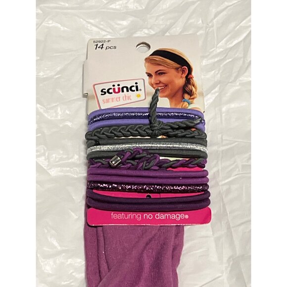 Scunci Summer Chic Elastic Hair Ties Ponytail Holders & Headband 14pc 52922-P - Picture 2 of 5